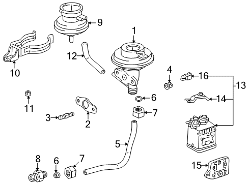 1997 Toyota RAV4 Emission Components Mirror Glass Nut Diagram for 90178-A0007