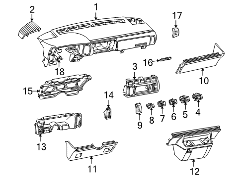 1990 GMC Safari Instrument Panel Heater & Air Conditioner Control Assembly Diagram for 16128275