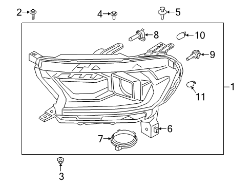 2021 Ford Ranger Bulbs Headlamp Assembly Screw Diagram for -W704899-S450B