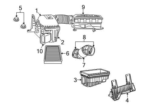 2010 Dodge Ram 2500 Air Intake Clamp-Hose Diagram for 53034205AA