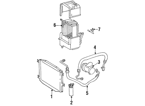 1988 Toyota Corolla Condenser, Compressor & Lines, Evaporator Components Hose Diagram for 88711-02010