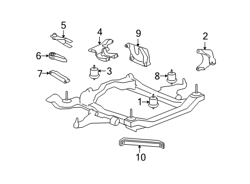 2010 Saturn Outlook Engine & Trans Mounting Transmission Mount Bracket Diagram for 84154100