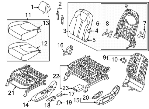 2022 Kia Carnival Driver Seat Components SWITCH ASSY-POWER FR Diagram for 88070L1410OFB