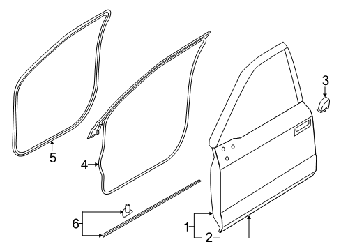 2020 Ford F-150 Front Door Weatherstrip On Body Diagram for FL3Z-1820709-A