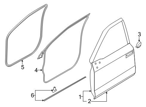 2020 Ford F-150 Front Door Door Shell Diagram for FL3Z-1620124-B