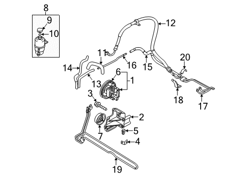 2004 Chrysler Sebring P/S Pump & Hoses Cap-Power Steering Reservoir Diagram for 52128513AA