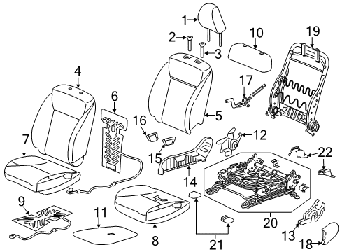 2016 Honda HR-V Heated Seats Frame, R. FR. Seat-Back Diagram for 81126-T5R-A01