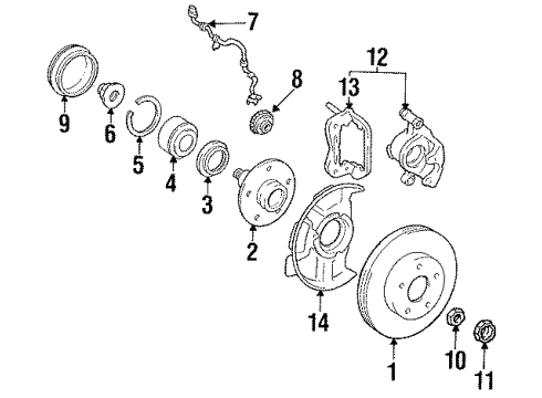 1993 Toyota Previa Anti-Lock Brakes Caliper Adapter Diagram for 47708-28110