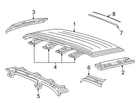 2005 Ford Freestar Roof & Components Upper Weatherstrip Diagram for 2F2Z-1651223-AA