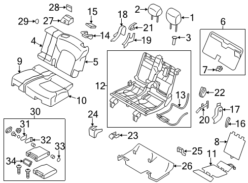 2016 Infiniti QX80 Heated Seats 2Nd Seat Armrest Assembly, Center Diagram for 88700-1LK3E