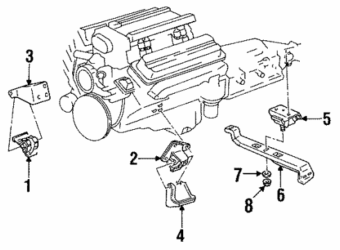 1995 Pontiac Firebird Engine & Trans Mounting SUPPORT ASM-TRANS Diagram for 10198347