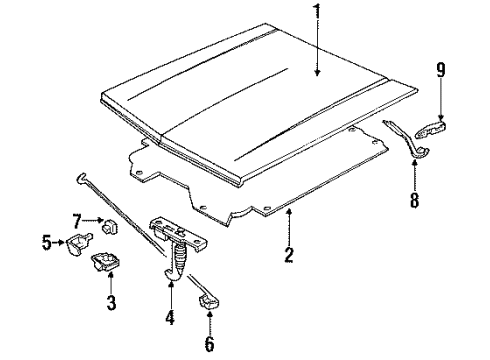 1991 Oldsmobile Bravada Hood & Components Retainer-Hood Hold Open Rod Diagram for 14003756