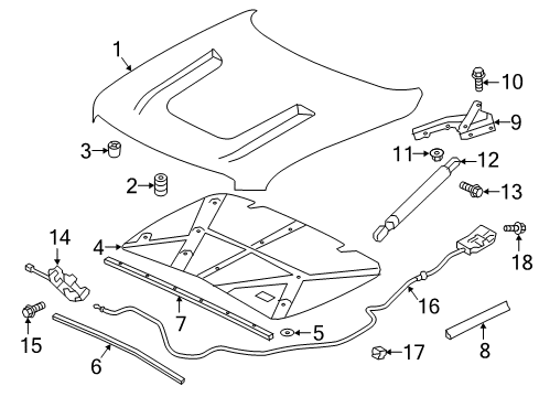 2018 Nissan Titan Hood & Components Male Assy-Hood Lock Diagram for 65601-EZ41C