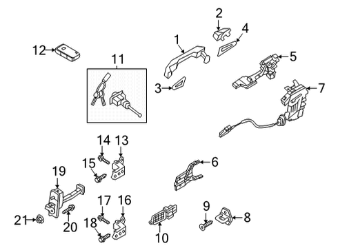 2021 Kia Seltos Rear Door Door Inside Handle Assembly Diagram for 82610Q5010SA1