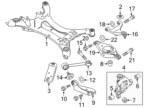 2014 Nissan Quest Rear Suspension Components, Lower Control Arm, Upper Control Arm Bolt-Fix, Link Diagram for 55080-JP00A