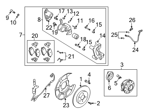 2020 Kia Telluride Rear Brakes Rear Dust Cover Left Diagram for 58243S9000