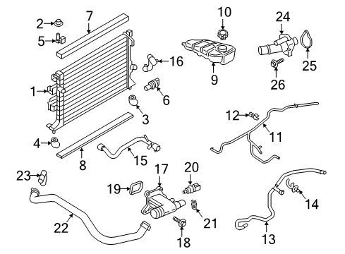 2018 Ford Focus Radiator & Components Reservoir Diagram for CV6Z-8A080-C