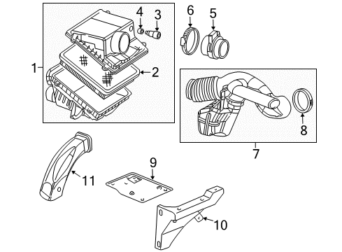 2005 GMC Sierra 1500 Powertrain Control Duct-Air Cleaner Outlet Rear *Marked Print Diagram for 15769060