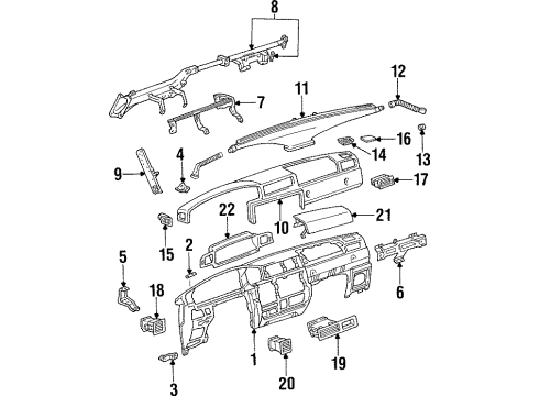 1996 Toyota Land Cruiser Instrument Panel Crash Pad Diagram for 55401-60150-E0