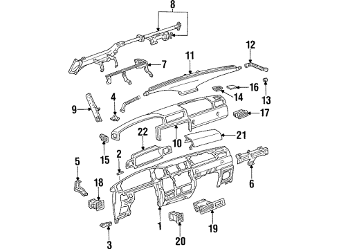 1996 Toyota Land Cruiser Instrument Panel Vent Grille Diagram for 55650-60050