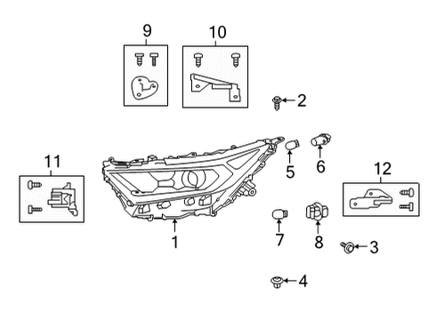 2019 Toyota RAV4 Bulbs Headlamp Assembly Diagram for 81170-42A02