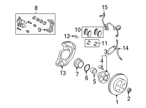 2008 Lexus RX400h Brake Components Front Pads Diagram for 04465-48100