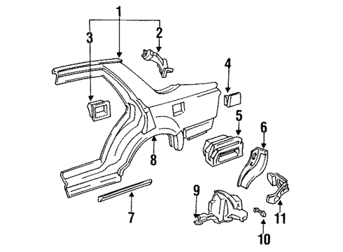 1994 Acura Vigor Quarter Panel & Components Bracket Diagram for 39151-SL5-A01