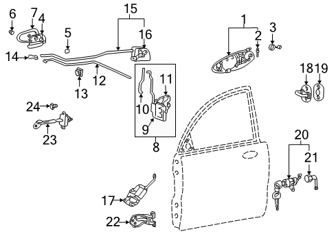 2004 Kia Optima Front Door Shim-Door Striker Diagram for 81355-33000