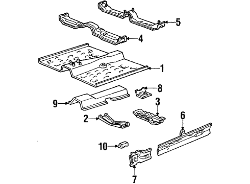 2000 Lincoln Continental Floor & Rails Floor Pan Diagram for YF1Z-5411135-AA