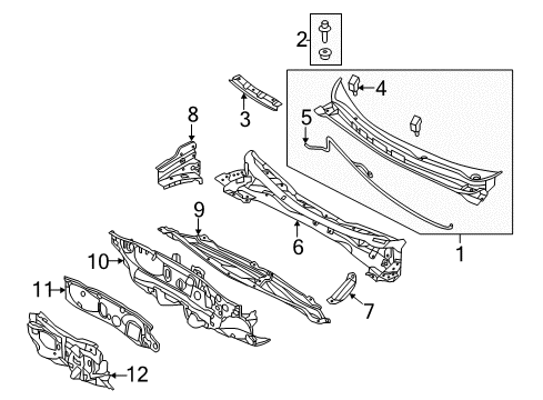 2014 Hyundai Accent Cowl Panel Complete-Dash Diagram for 64300-1R350