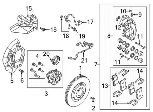 2021 Genesis G90 Brake Components Rear Bearing Sensor Diagram for 58980C5000