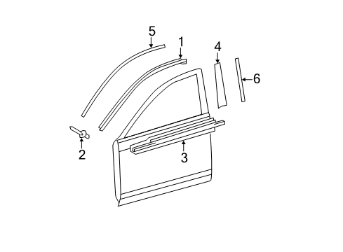 2009 Toyota Camry Exterior Trim - Front Door Body Side Molding Diagram for PT29A-03075-04