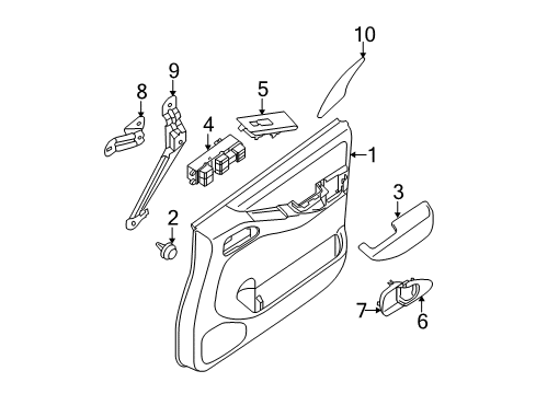 2015 Nissan Xterra Front Door Front Door Armrest, Driver Side Diagram for 80941-9CL0B