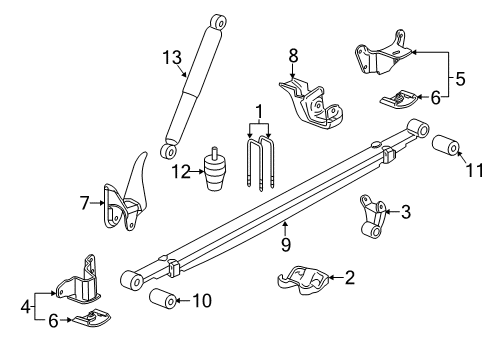 2011 GMC Sierra 3500 HD Rear Suspension Components, Stabilizer Bar Shock Diagram for 20906291