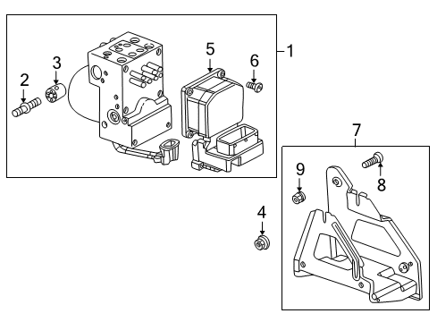 2007 Buick Rendezvous ABS Components Brake Pressure Modulator Valve Assembly (W/ Electronic Brake Control Module) Diagram for 19122137