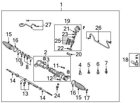 2004 Toyota Corolla Steering Column & Wheel, Steering Gear & Linkage Pinion Shaft Diagram for 44201-02100