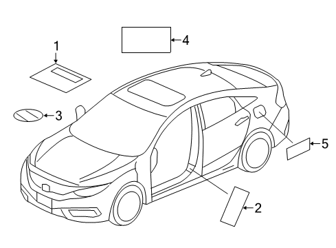 2021 Honda Civic Information Labels Placard Spec, Usa Diagram for 42762-TBF-A00