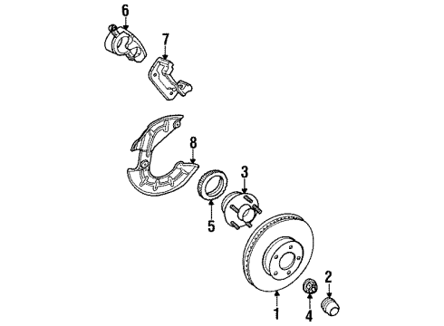 1994 Ford Mustang Front Brakes Caliper Mount Diagram for F3SZ2B292A