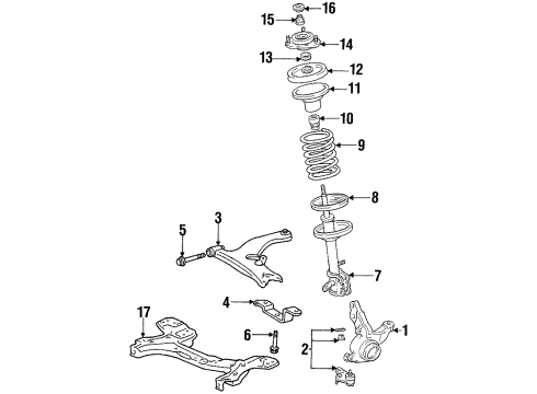 2001 Chevrolet Prizm Front Suspension Components, Lower Control Arm, Stabilizer Bar Steering Knuckle Diagram for 94856166