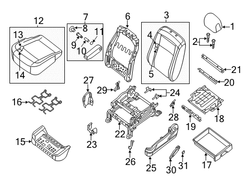 2014 Nissan NV3500 Power Seats Armrest Assembly Diagram for 87750-1PA1A