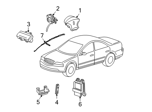 2005 Lincoln LS Air Bag Components Side Sensor Diagram for 6W4Z-14B345-BB