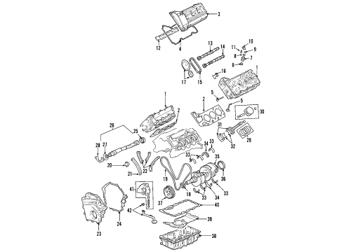 2001 Oldsmobile Aurora Engine Parts, Mounts, Cylinder Head & Valves, Camshaft & Timing, Oil Pan, Oil Pump, Balance Shafts, Crankshaft & Bearings, Pistons, Rings & Bearings Gasket-Engine Front Cover Diagram for 12553362