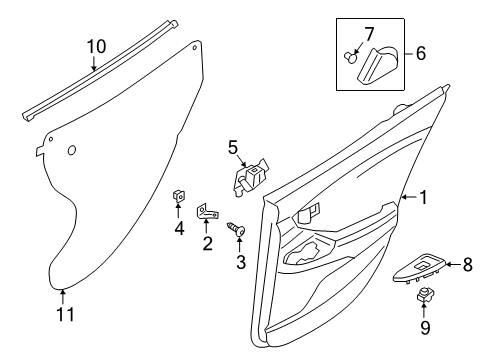 2019 Hyundai Veloster N Rear Door Bezel-Power Window Sub LH Diagram for 93582-J3000-4X