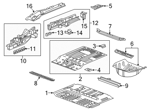 2018 Cadillac XT5 Rear Body - Floor & Rails Rear Floor Pan Diagram for 84203794