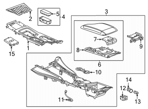 2022 Cadillac CT4 Center Console Cup Holder Diagram for 85119492