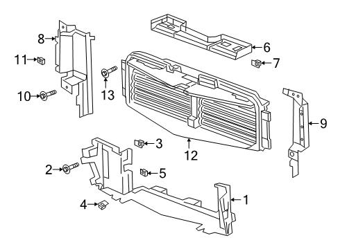 2020 Cadillac XT6 Radiator & Components Side Baffle Diagram for 84191008