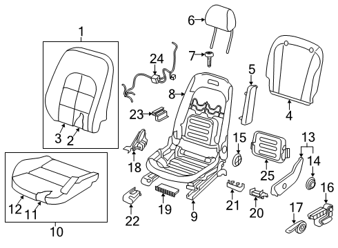 2017 Infiniti QX30 Power Seats Frame Assy-Back, Front Seat LH Diagram for 87154-5DB0B