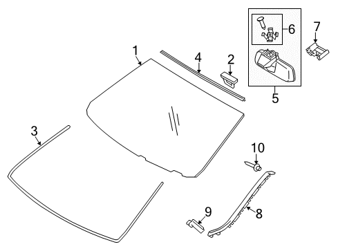 2014 Lexus IS350 Windshield Glass Cover, Inner Rear View Mirror Stay Holder Diagram for 87834-53030