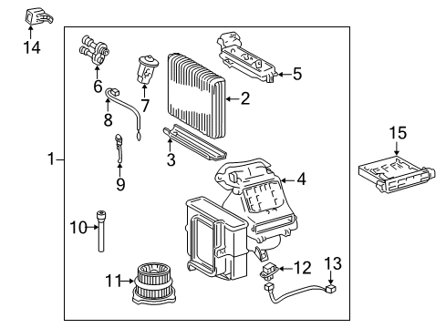 2001 Toyota Echo Blower Motor & Fan Evaporator Assembly Diagram for 87030-52170