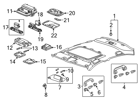 2015 Honda Crosstour Sunroof Switch Assy., Sunroof & Map Light *YR449L* (CASHMERE IVORY) Diagram for 35830-SWA-A01ZD